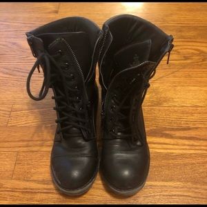 Black combat boots